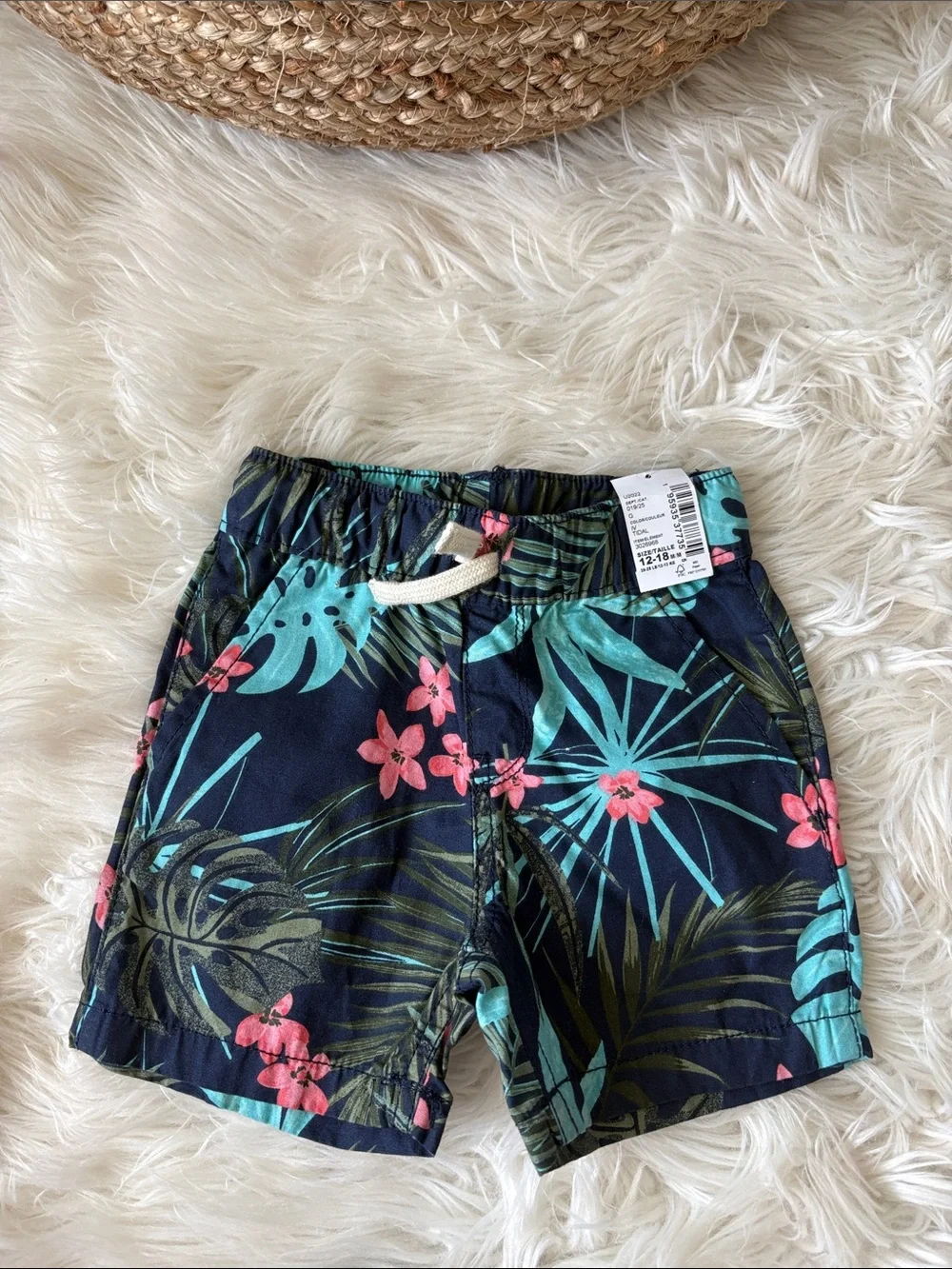 The Children's Place Navy Tropical Floral Drawstring Shorts